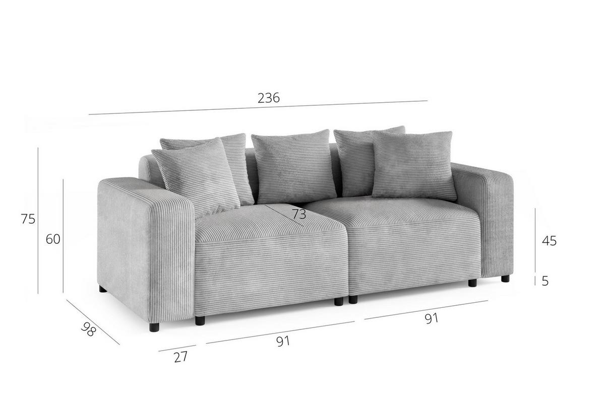 SOFA Megan 2-sitzer In Poso - Hellgrau, Holzwerkstoff/Textil (236/75/98cm) - Fun Möbel