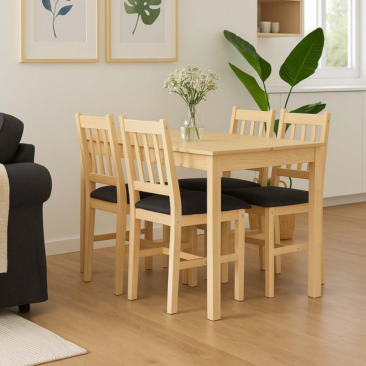 ESSZIMMER-SET Kiefer Dekor - Anthrazit/Kieferfarben, Holz - MCW