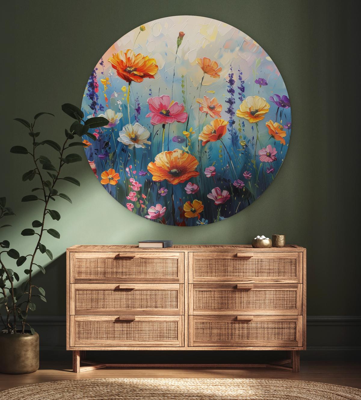 WANDBILD Blumen - Natur - Aquarell - Kunst Deko Groß 150x150 cm - Multicolor, Kunststoff (150/150cm) - MuchoWow
