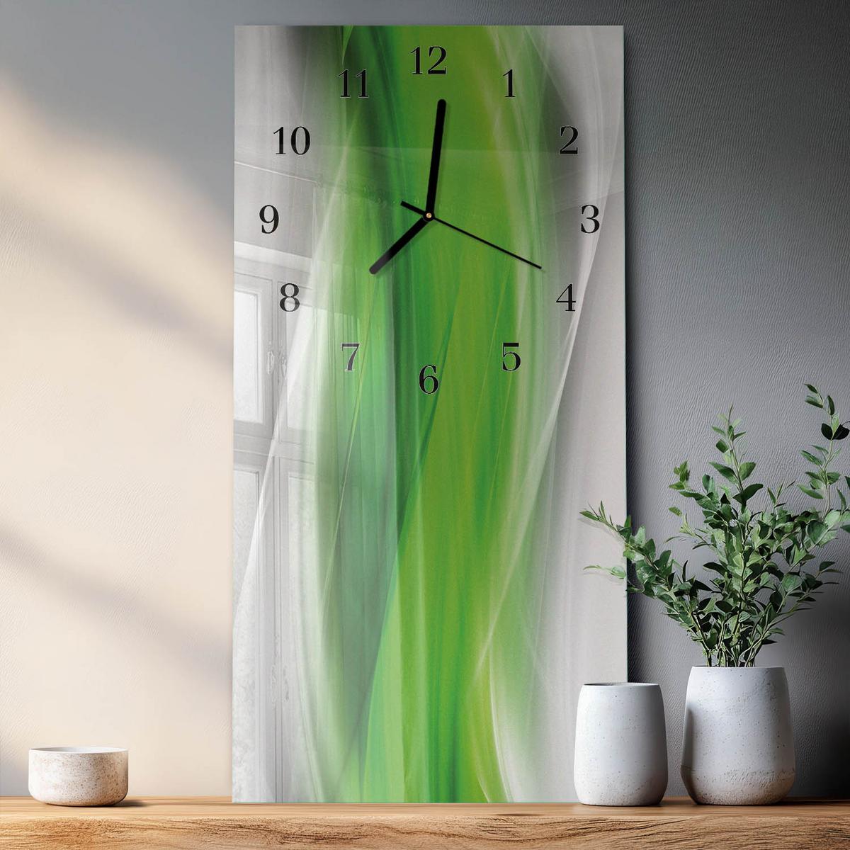 WANDUHR aus Glas 30x60 cm - Abstraktion - Grün, Glas (30/60/0.4cm) - TULUP
