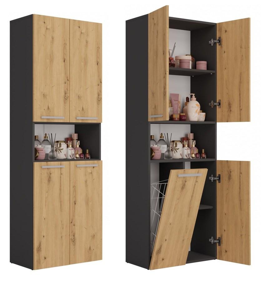 BADEZIMMERSCHRANK Anthrazit, Artisan 60/174/30 - Anthrazit, Holzwerkstoff (60/174/30cm) - RAUMHIRSCH FURNITURE