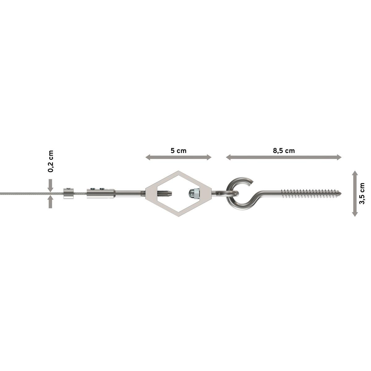 SEILSPANNGARNITUR / SEILSPANNER SET Joy Raute 500 cm Seil, Vernickelt - Silberfarben, Metall (1/3.5/5cm) - INTERDECO