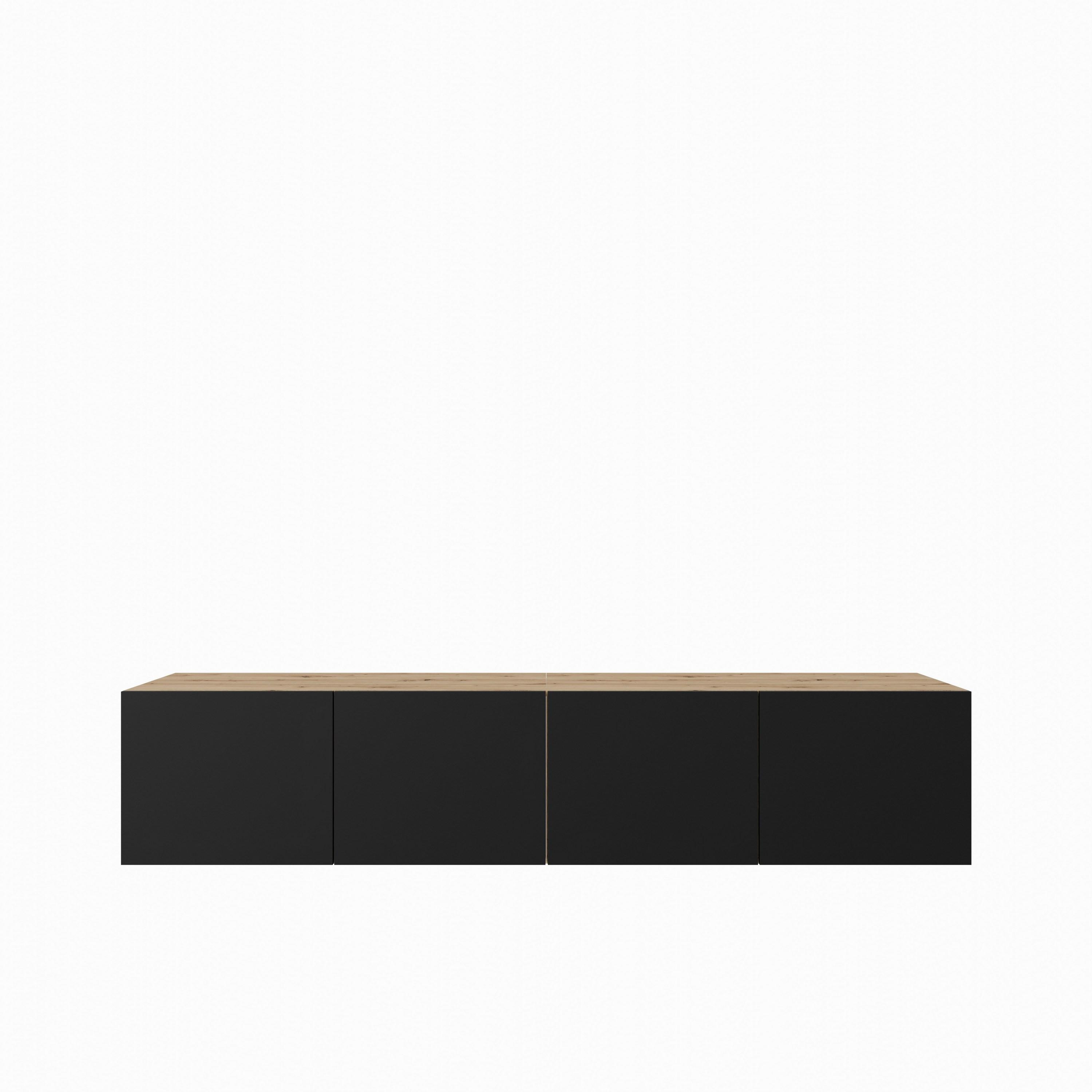 LOWBOARD MIVO 200/41/40 cm, Hängender TV-Schrank Eiche Artisan - Schwarz/Eiche Artisan, Holzwerkstoff (200/41/40cm) - MASSENO