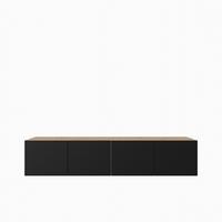 LOWBOARD MIVO 200/41/40 cm, Hängender TV-Schrank Eiche Artisan - Schwarz/Eiche Artisan, Holzwerkstoff (200/41/40cm) - MASSENO