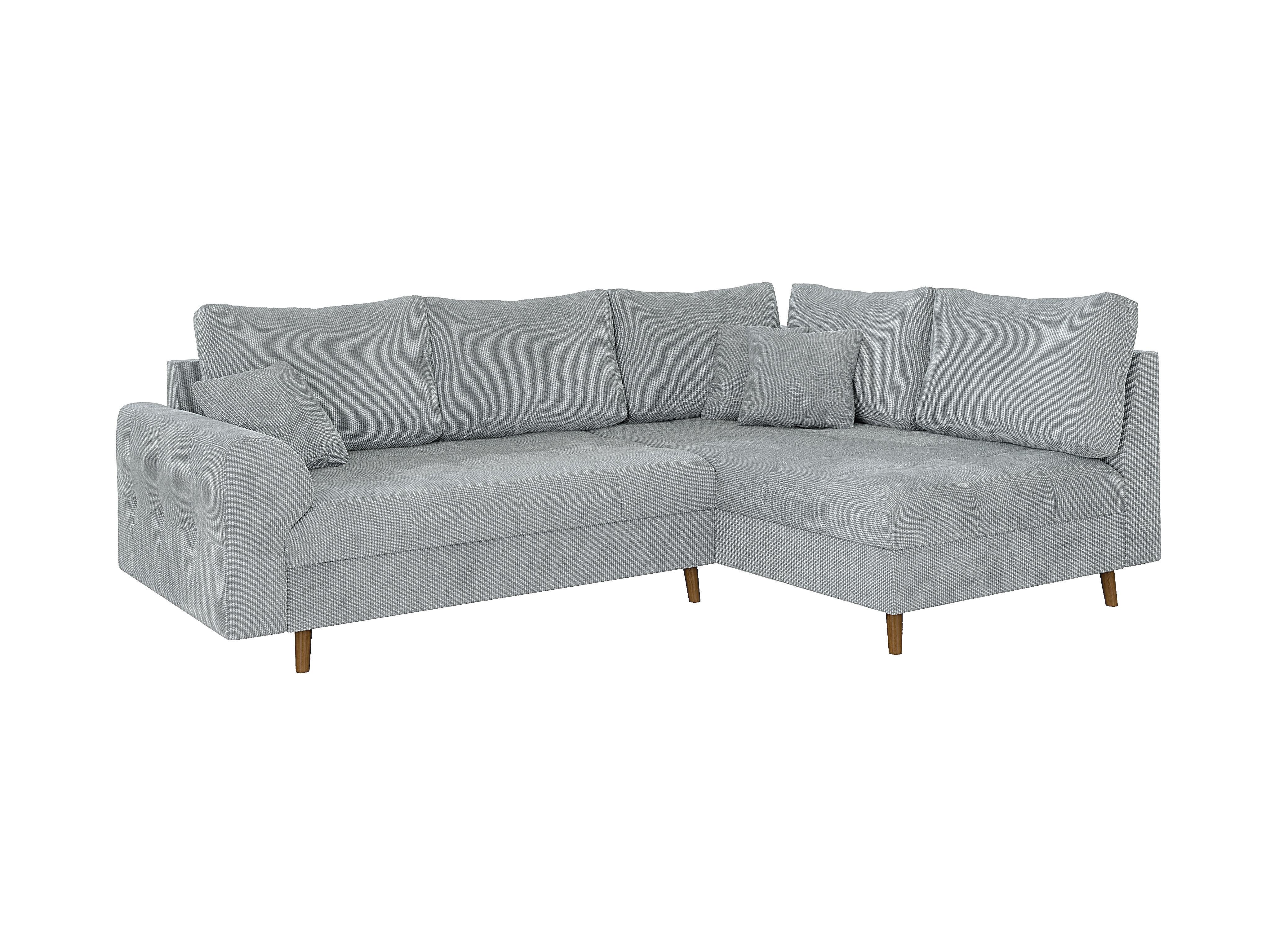ECKSOFA Sigurd Hellgrau Chenille - Ottomane rechts - Hellgrau/Braun, Holz/Textil (231/161cm) - S-Style Möbel