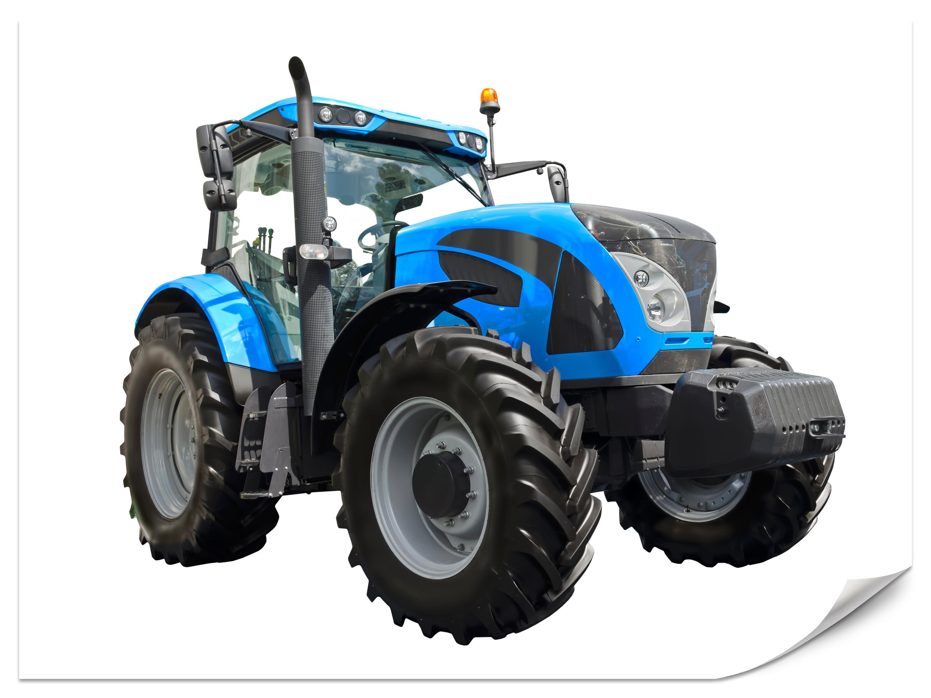 FOTOTAPETE für Jugendzimmer Blauer Traktor Landwirtschaft 100x70 - Blau/Schwarz, Papier (100/70cm) - Muralo