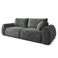 BETTSOFA ZEFEO Grau Chenille-Stoff mit Schlaffunktion - Grau, Textil (264/96/106cm) - MASSENO