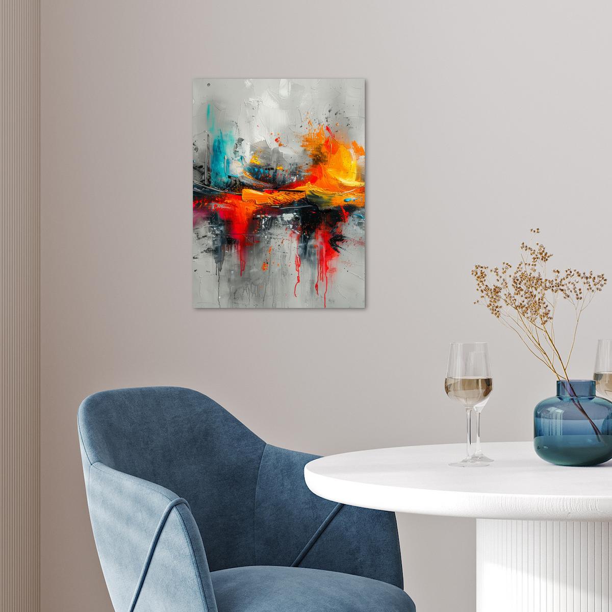 POSTER Moderne Kunst - Orange - Grau - Abstrakt Wandbilder 30x40 cm - Hellgrau, Papier (30/40/0.1cm) - MuchoWow