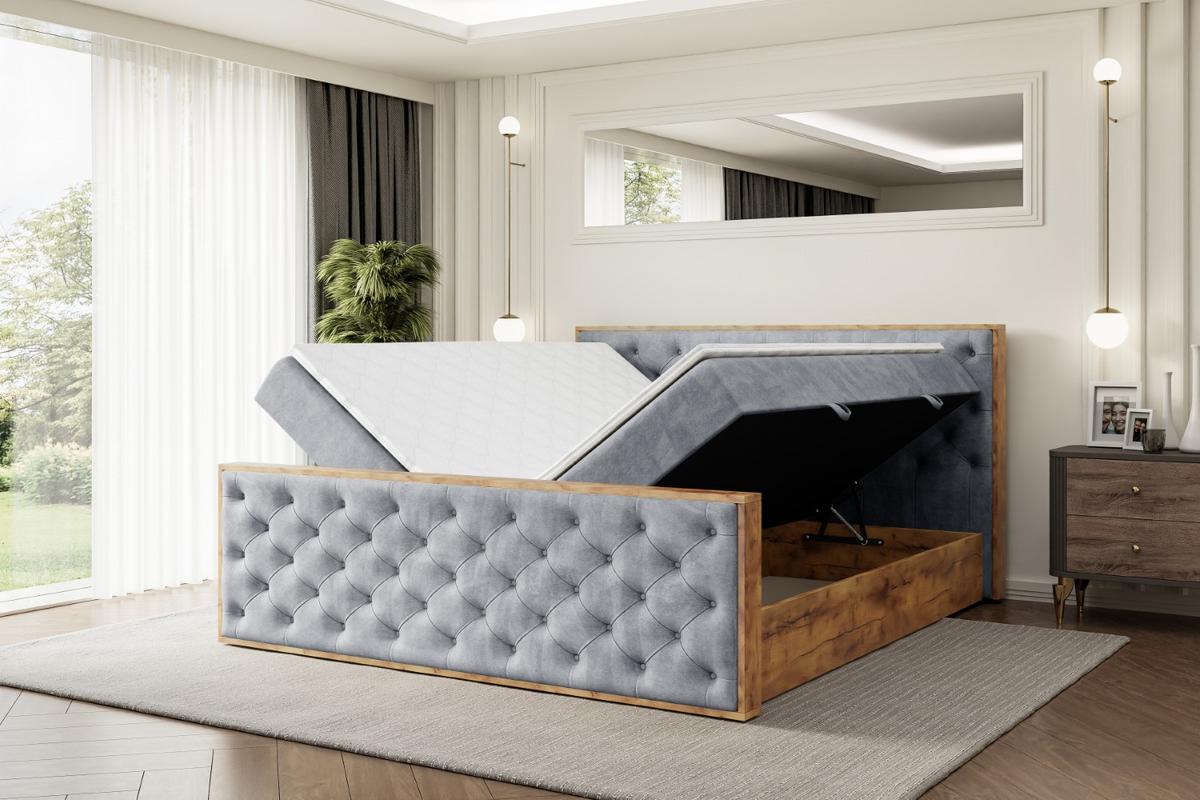 BOXBETT mit Matratze H4 und Lattenrost - LOLLI3-Z - 180x200 - Grau Casablanca - Grau, Holzwerkstoff (180/200cm) - ALTDECOR