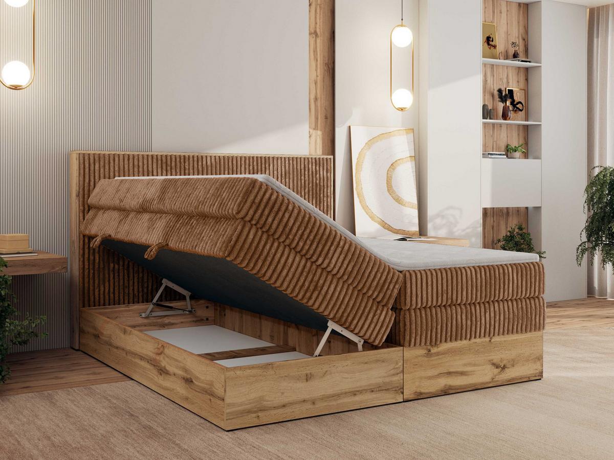 BOXBETT WOOD CLASSIC KING 160/200 - Orange Cord - H3 - Orange, Textil (160/200cm) - MKS