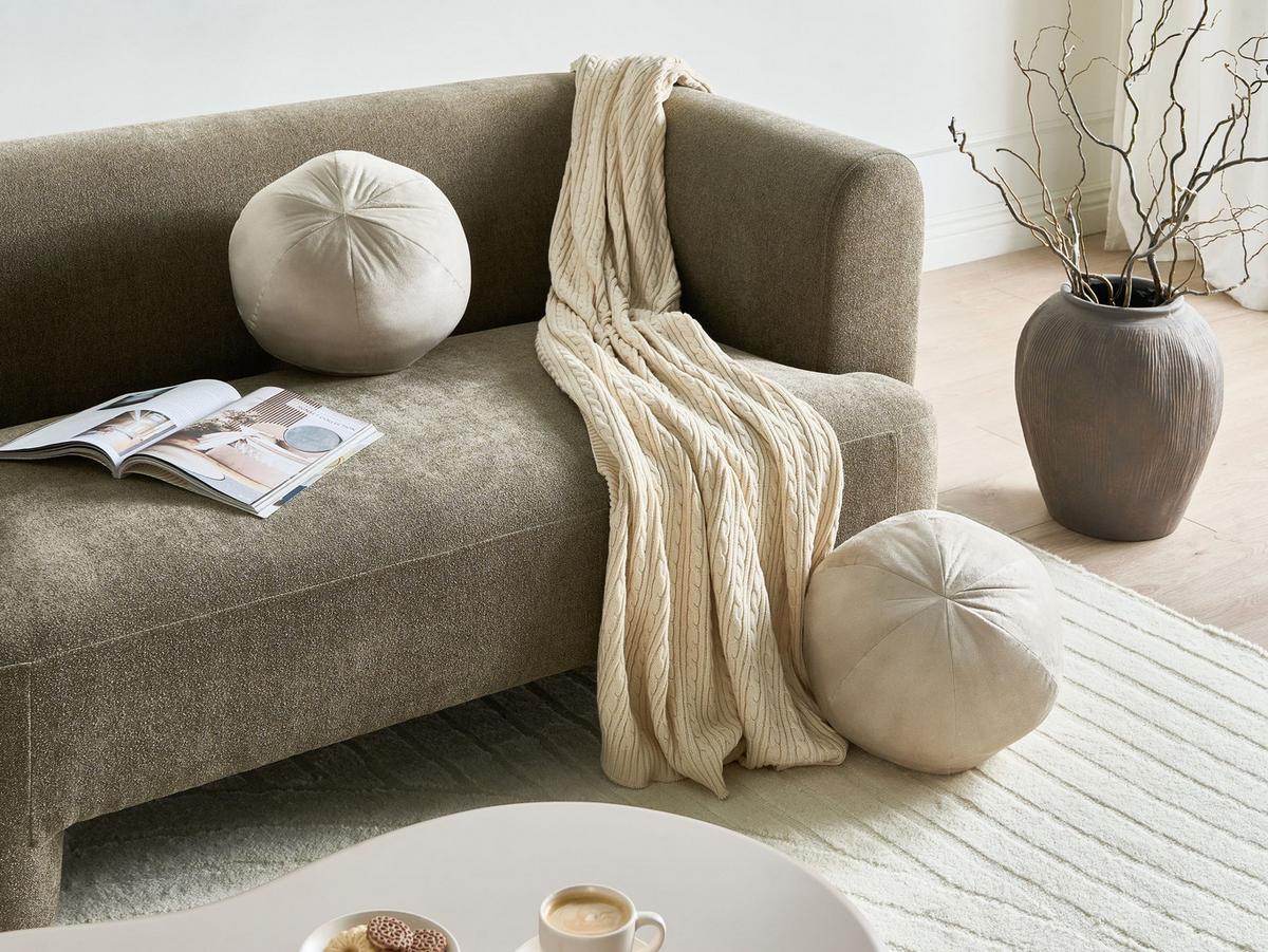 DEKOKISSEN 2er-Set Cremeweiß 33/33 cm Salvia - Creme, Textil (33/33cm) - Beliani