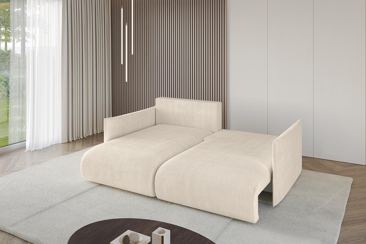 ECKSOFA Ottomane links ONESK-L 216x177x72 Beige Cord - Beige, Holzwerkstoff/Kunststoff (216/177cm) - ALTDECOR