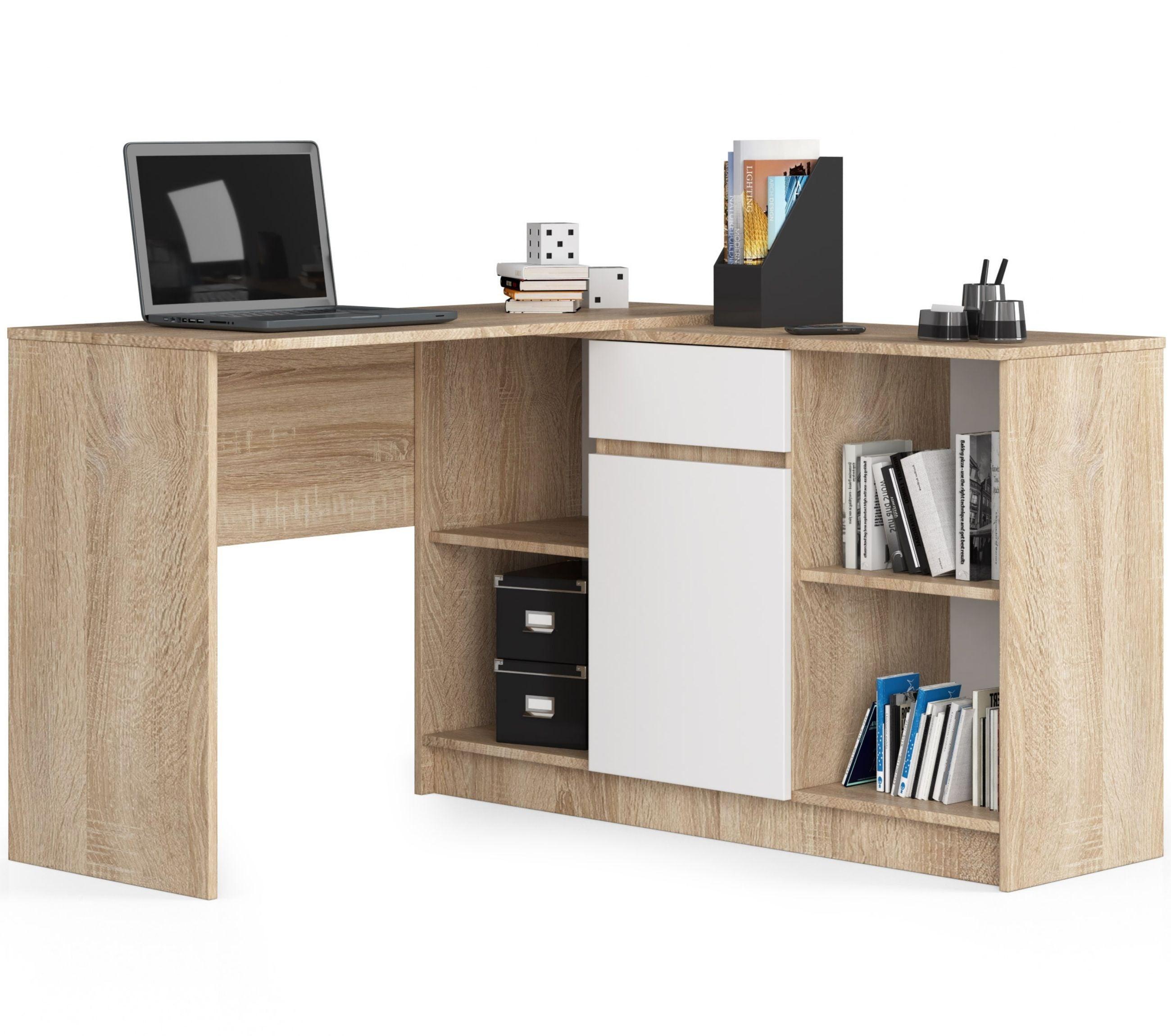 SCHREIBTISCH Eiche Sonoma, Weiß 79/120/126 - Weiß, Holzwerkstoff (155/85/79cm) - RAUMHIRSCH FURNITURE