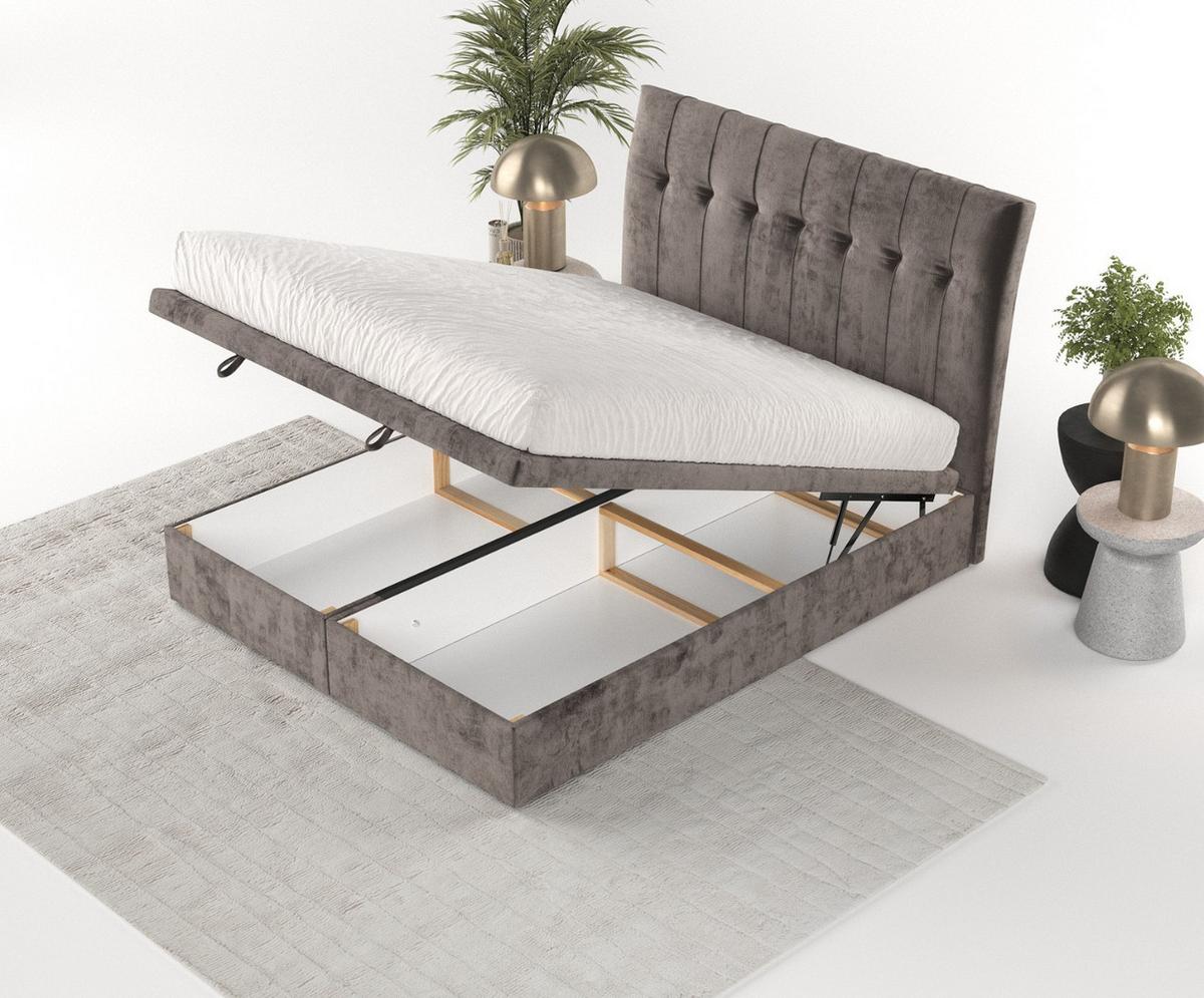 POLSTERBETT Kelsea mit Stauraum 200/200 cm Braun im Lotta Stoff - Schwarz/Braun, Holz/Holzwerkstoff (200/200cm) - AltaBeds