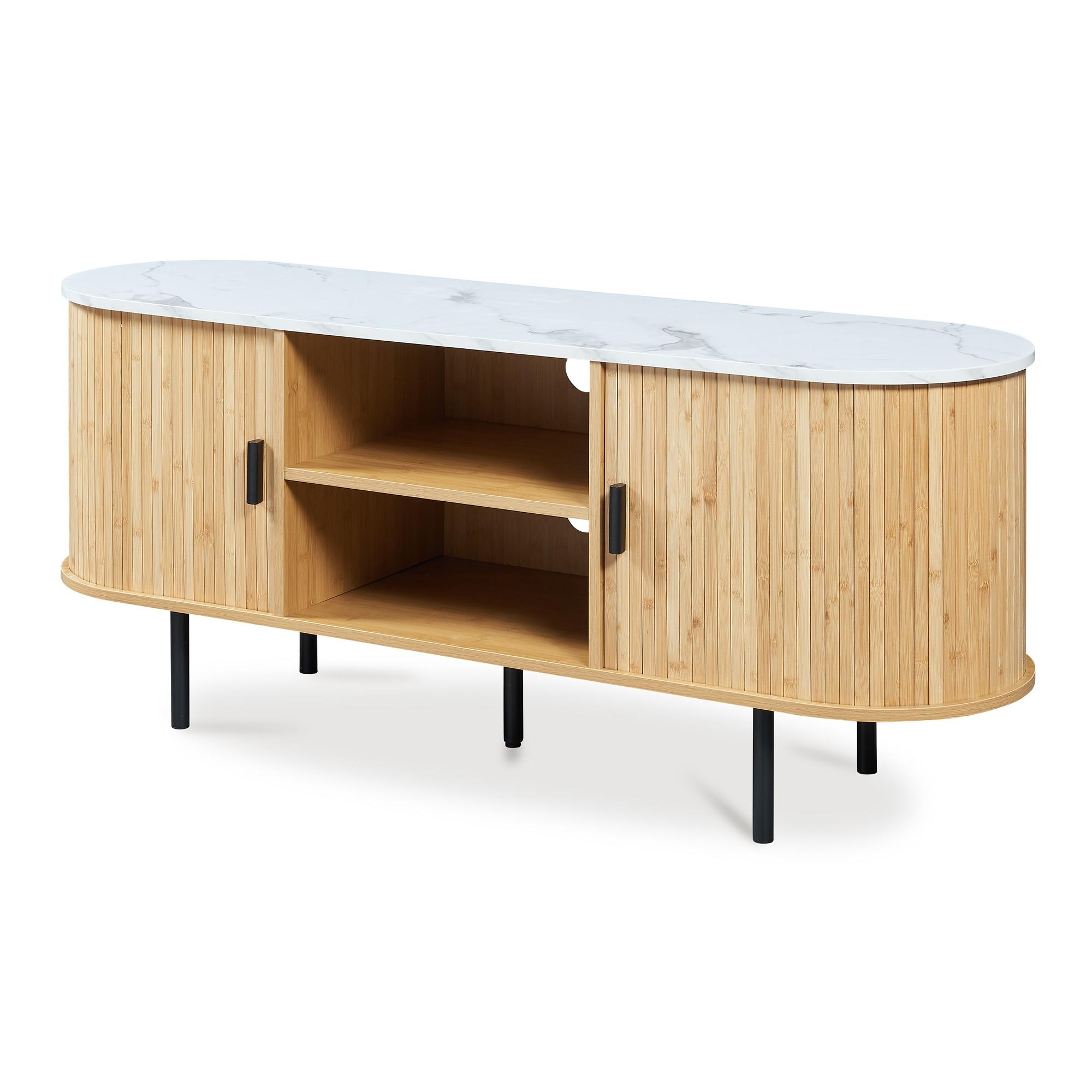 TV-ELEMENT Tvedestrand - Schwarz/Weiß, Holzwerkstoff/Metall (140/55/40cm) - [en.casa]