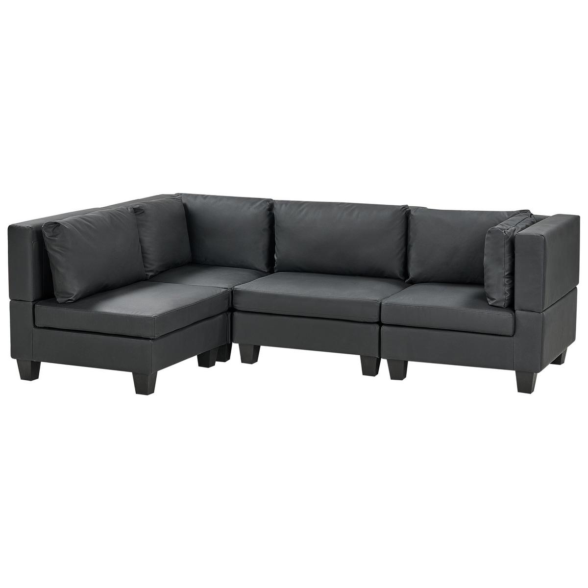 ECKSOFA Modul 4-Sitzer rechtsseitig Schwarz Kunstleder Unstad - Schwarz, Kunststoff (228/152cm) - Beliani