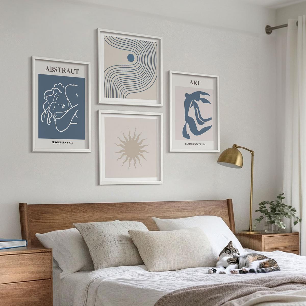 BILDER SET 4er Set - 50x50 cm & 40x60 cm Weißer Rahmen - Matisses stilvolle abstrakte Muster - Weiß, Kunststoff (50/50cm) - TULUP