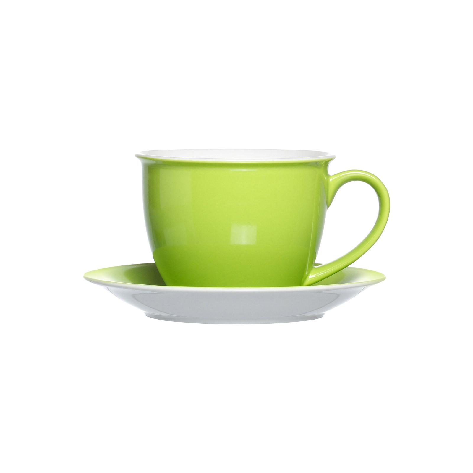 MILCHKAFFEE TASSE MIT UNTERTASSE Doppio Grün 350 ml - Grün, Keramik (17/11/17cm) - Ritzenhoff Breker