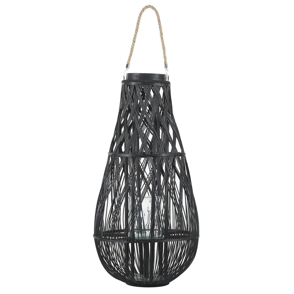 LATERNE Schwarz Tonga - Schwarz, Holz (39/77/39cm) - Beliani