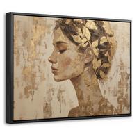 LEINWAND Bilder mit Rahmen - Frau - Gold - Abstrakt - Textur - 40x30 - Goldfarben, Textil (40/30cm) - MuchoWow