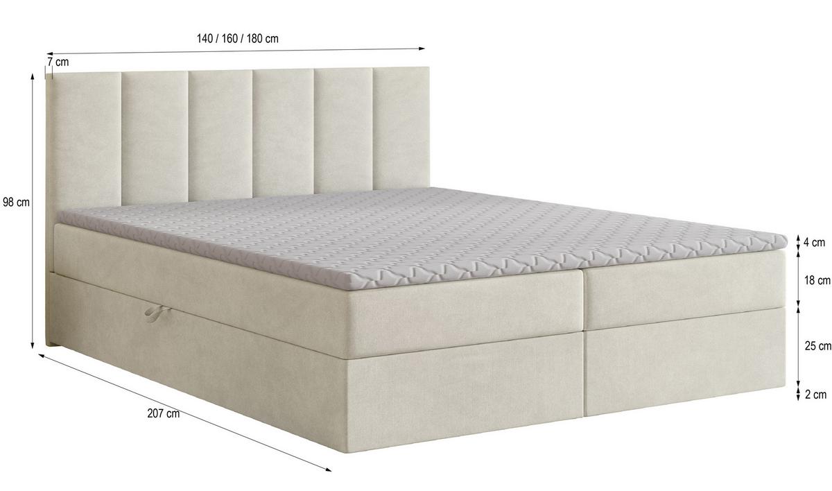 BOXBETT MERIL 160x200 cm mit Matratze und Topper - Grün - Grün, Holz (160/200cm) - MASSENO