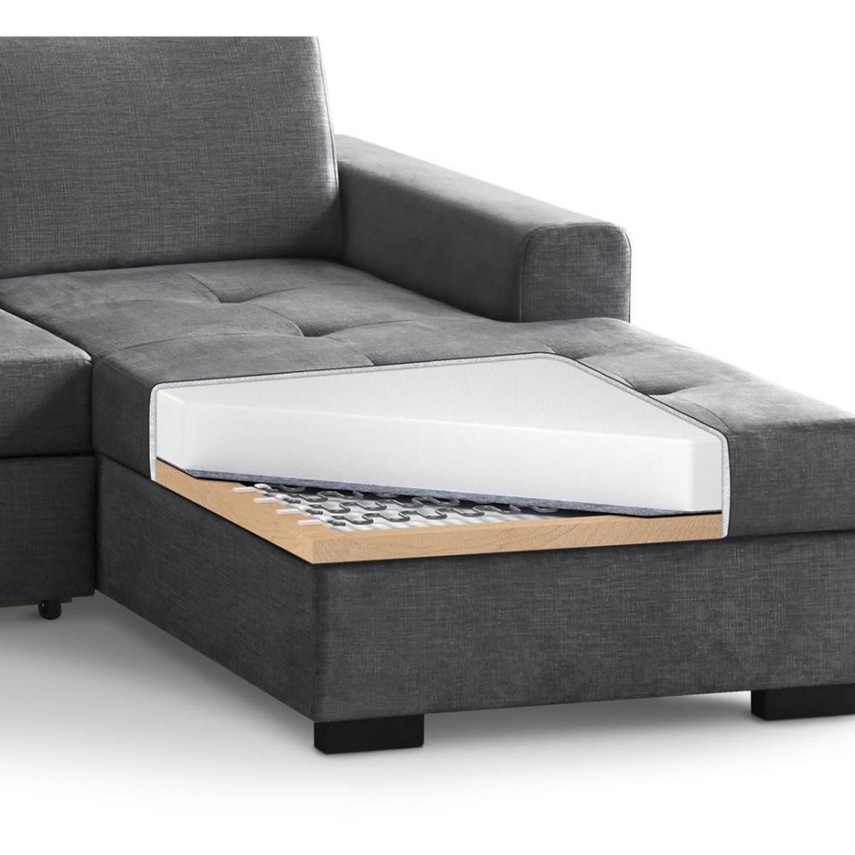 ECKSCHLAFSOFA Alex Mini hellgrau rechts - Hellgrau/Schwarz, Textil (245/185cm) - Beautysofa