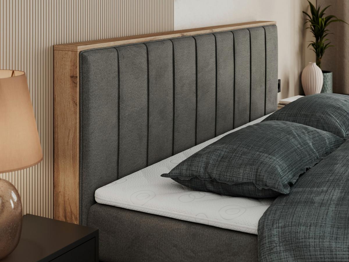 BOXSPRINGBETT BELLISSIMO KING 180/200 Dunkelgrau Velvet - H4 - Dunkelgrau, Holz/Textil (180/200cm) - MKS