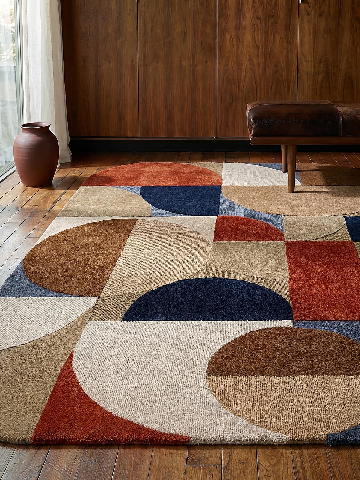 WOLLTEPPICH HALLEIN, geometrisch, Terrakotta-Bunt, 200 x 290 cm - Orange, Textil (200/290cm) - KADIMA DESIGN