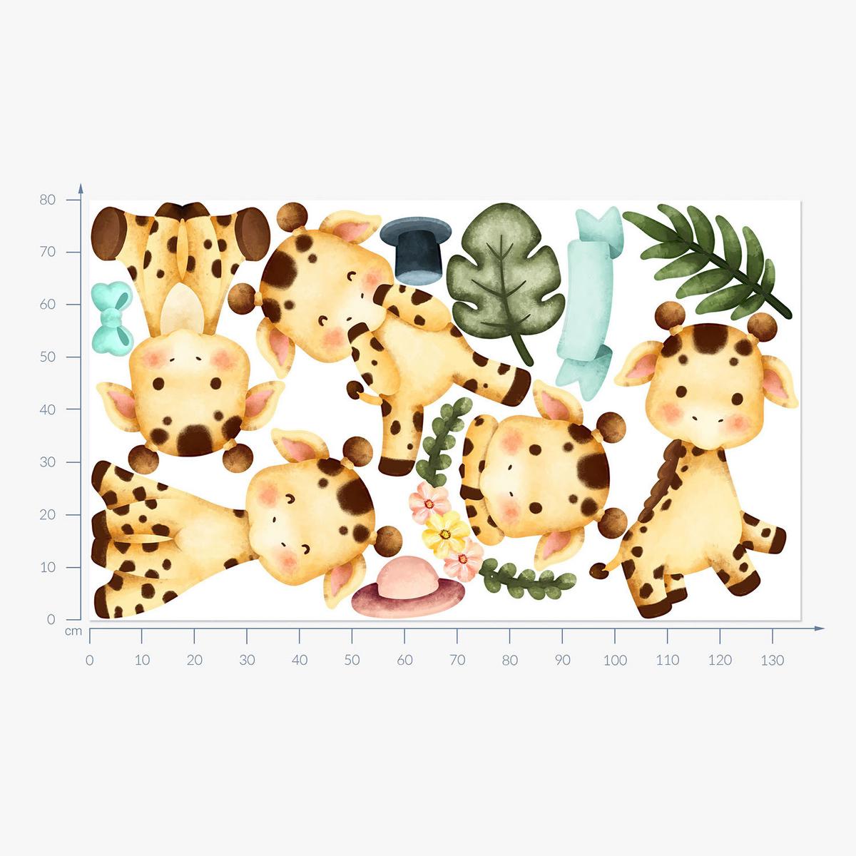 WANDAUFKLEBER 80x135cm - Giraffen auf Safari - Multicolor, Kunststoff (80/135/0.1cm) - Wallfluent