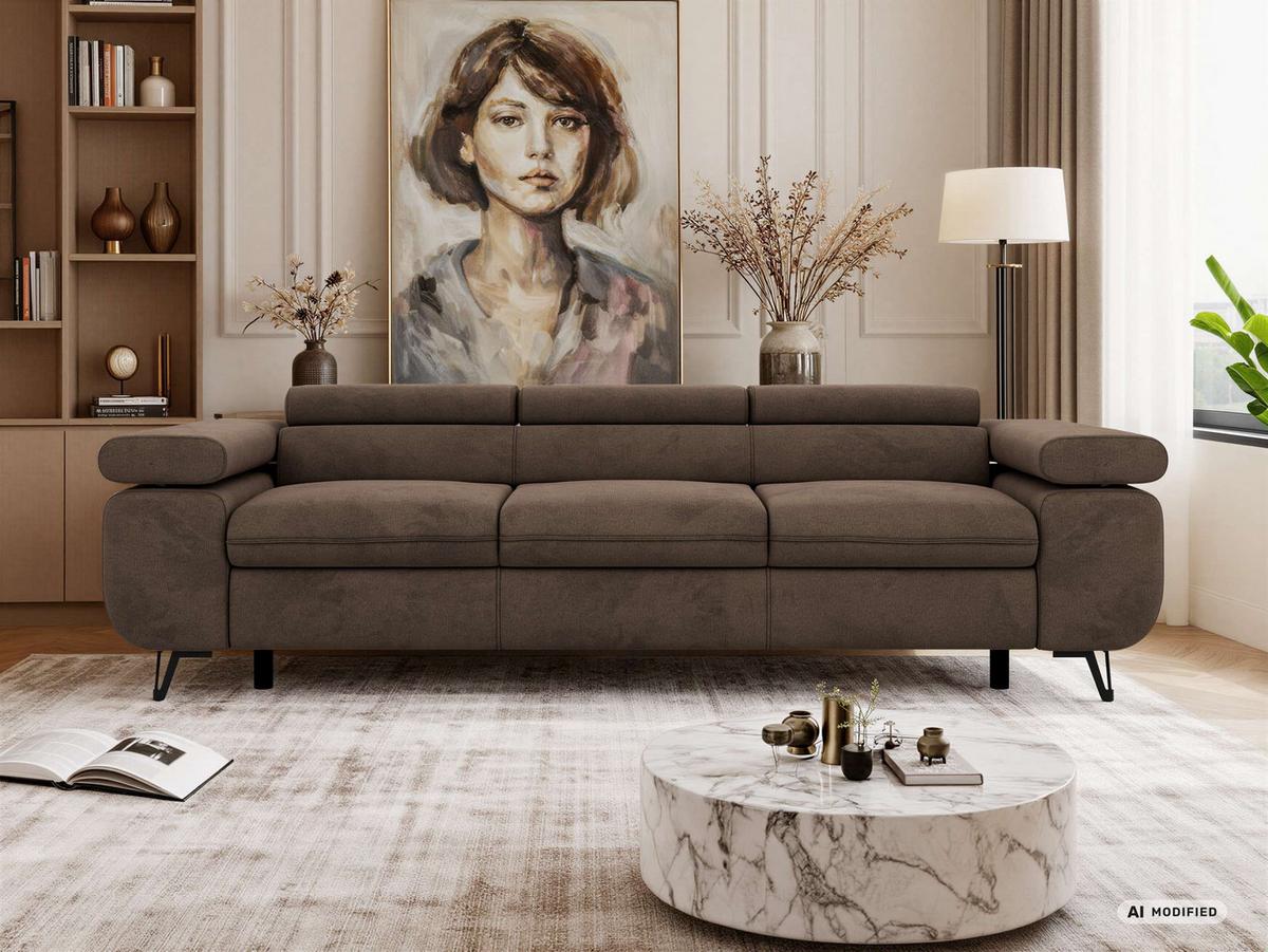 3-SITZER SOFA PETER - Braun Velvet - Schwarz/Braun, Textil/Metall (262/76/99cm) - MKS