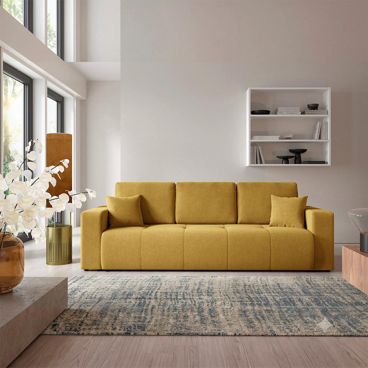 SOFA Giulia 3 Sitzplätze Senfgelb - Gelb, Holz (244/82/102cm) - Petits-meubles