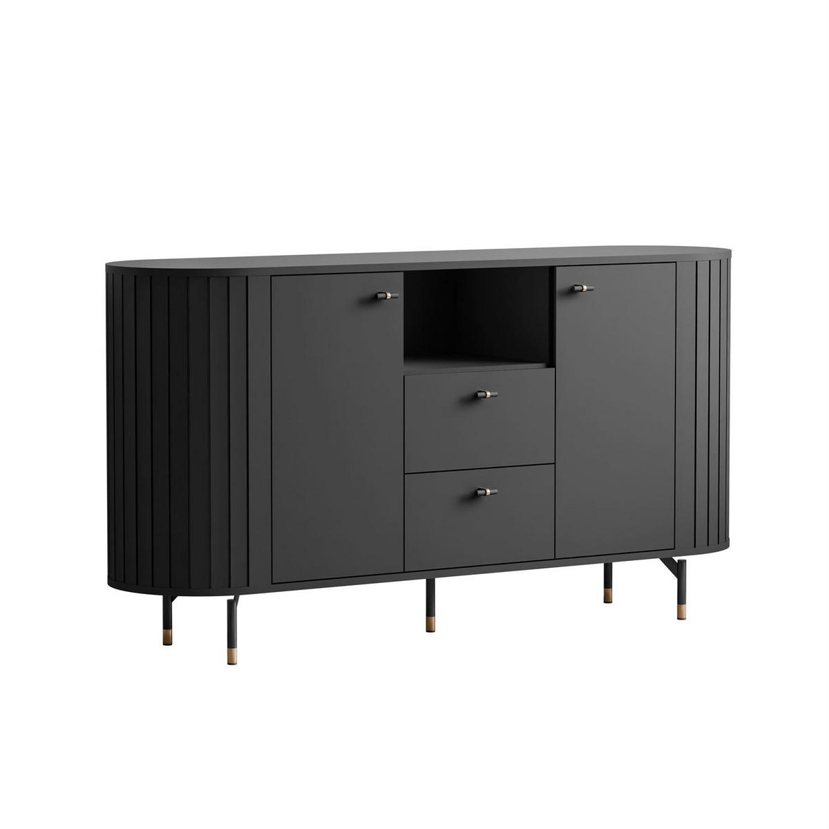 SIDEBOARD ELODIE 150 2T2S Schwarz - Eichefarben, Holzwerkstoff (150/81/40cm) - Lookway
