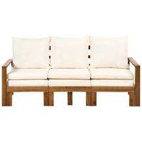 GARTENBANK mit Auflage 190 cm Braun - Beige/Braun, Holz (190/90/69cm) - Beliani