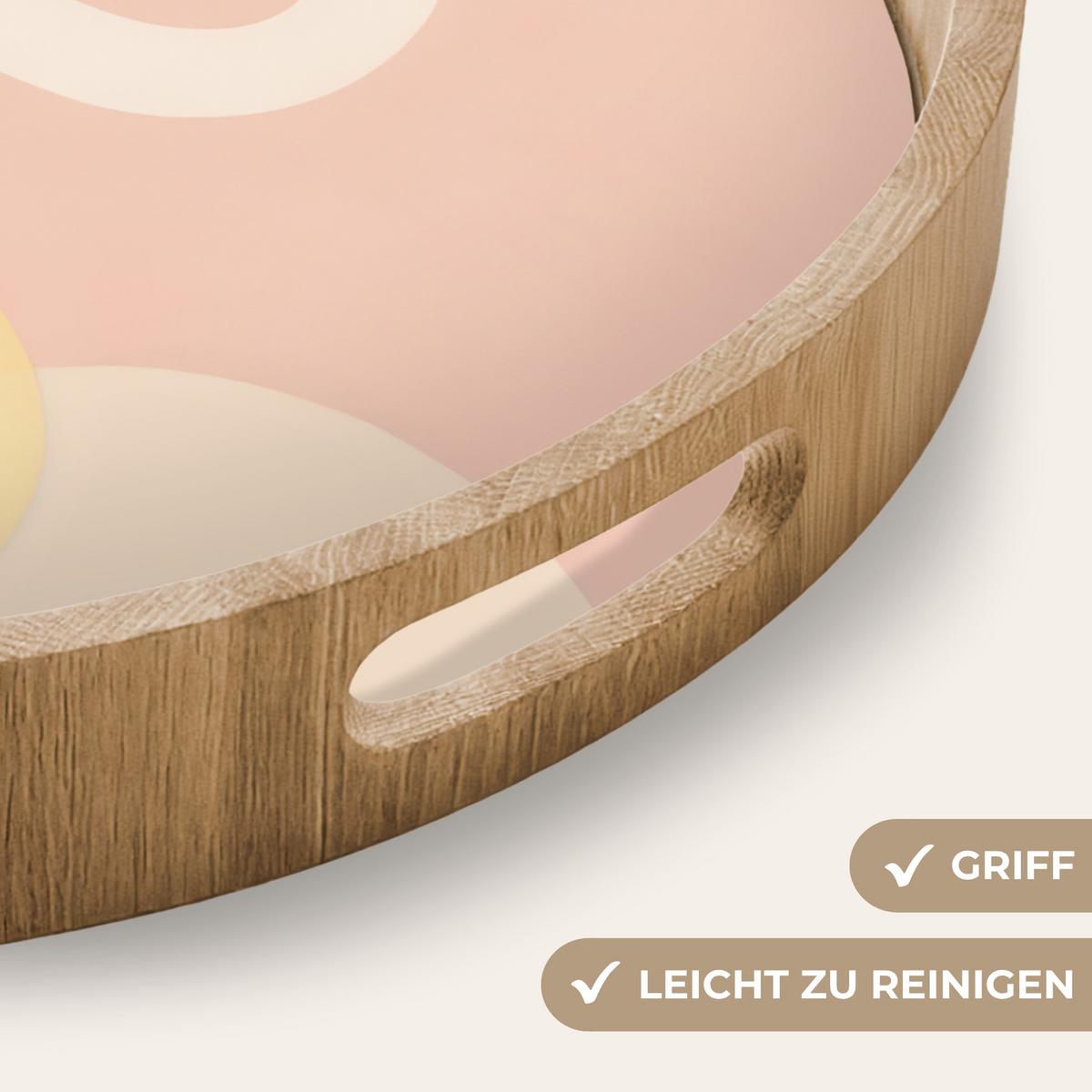 TABLETT Gewellte Formen - Abstrakt - Pastell 50x50 cm - Beige, Holz (50/5/5cm) - OnlyWow