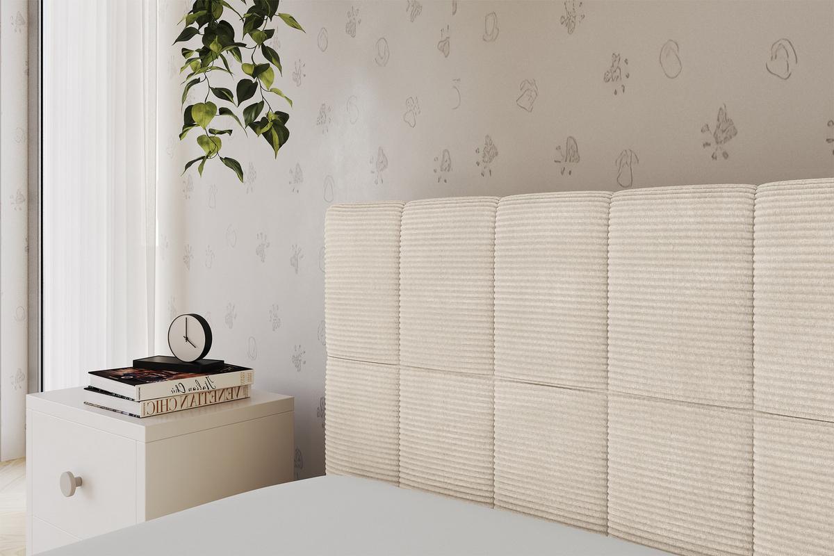 EINZELLBETT Jugendbett mit Bettkasten und Matratze H3/H4, Rechts - TULY 80x200 Beige - Kaschmir, Holzwerkstoff/Textil (80/200cm) - ALTDECOR