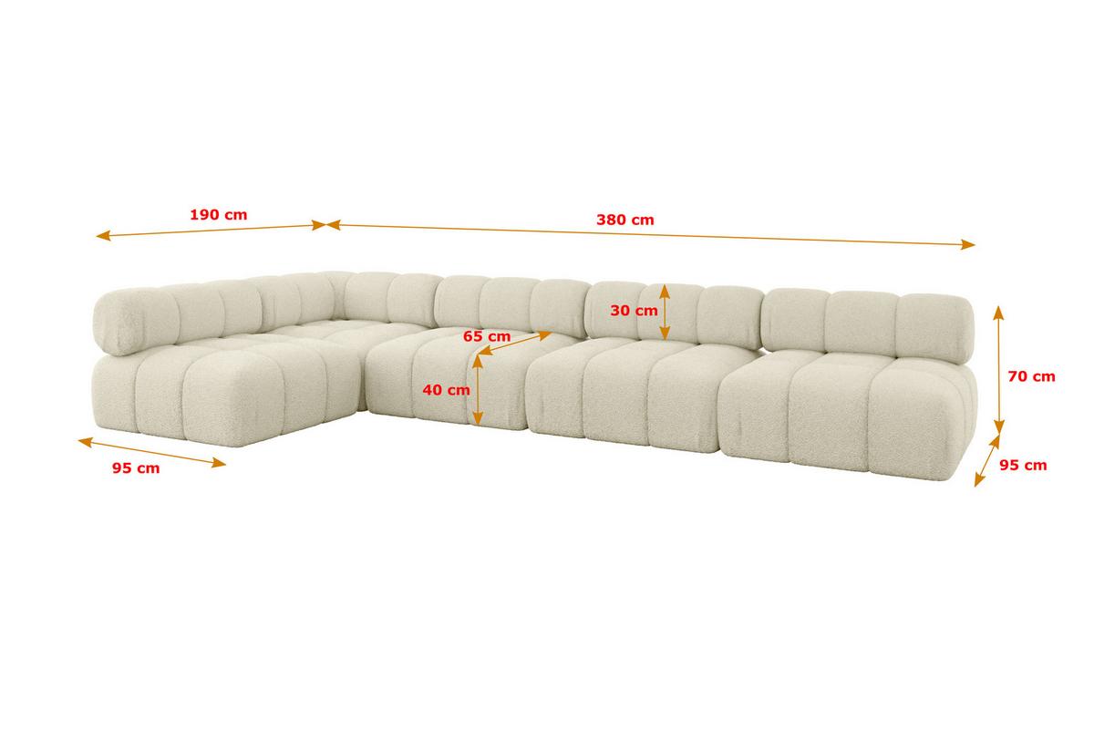 ECKSOFA modulares Sofa Samaro-L3 - 380x190x70 cm Beige Bouclé - Beige, Holzwerkstoff/Textil (380/190cm) - ALTDECOR