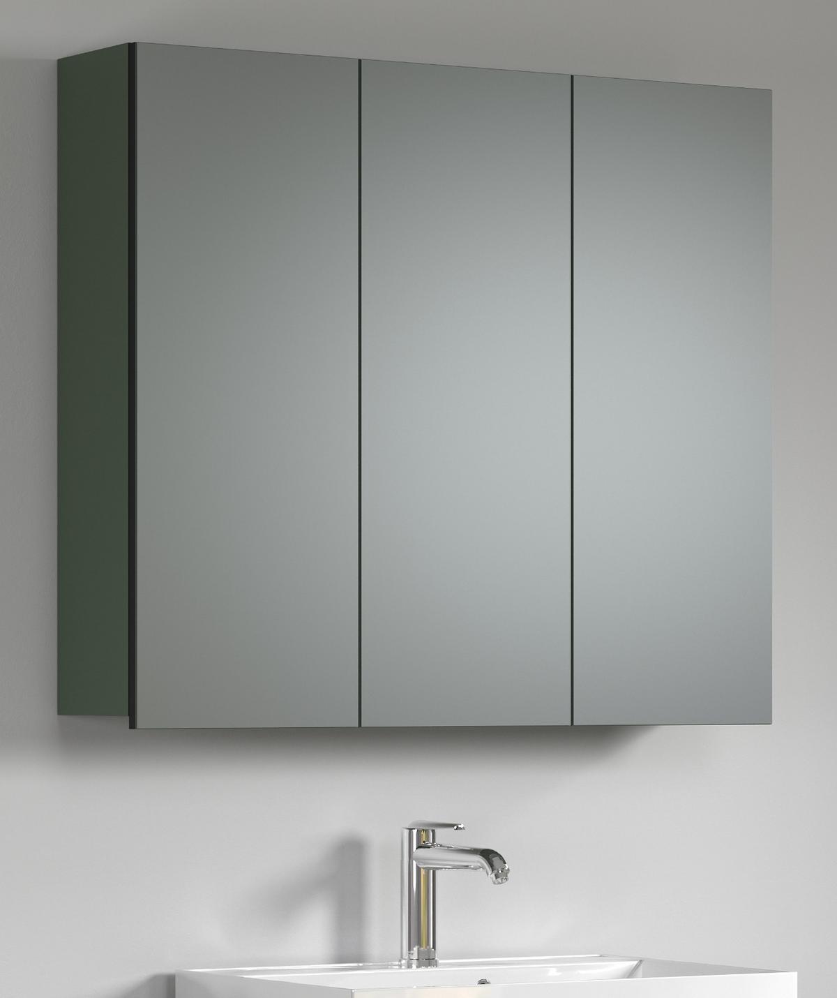 SPIEGELSCHRANK grün 90 cm, Badschrank 3-türig - Klar/Grün, Glas/Holzwerkstoff (90/80/20cm) - Top.Furn