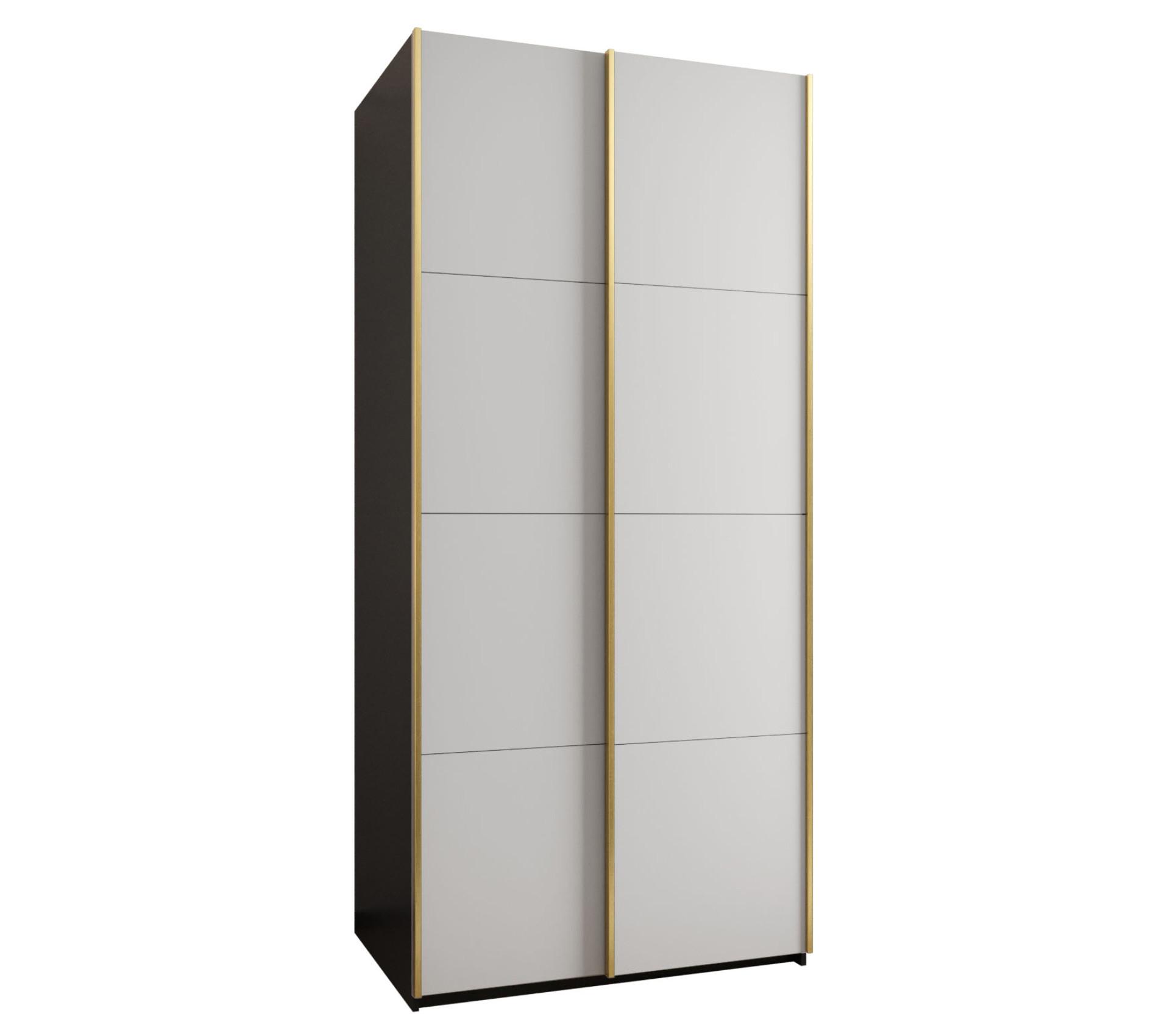 SCHWEBETÜRENSCHRANK 245,5/100/64 2-türig - Goldfarben/Schwarz, Holz/Metall (100/245/64cm) - Abiks Möbel