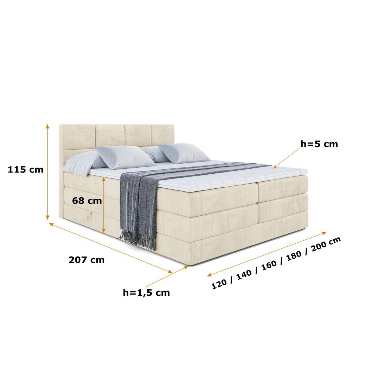 BOXSPRINGBETT ARDENI KING - 200x200 - H3/H4 - Beige - Beige, Holzwerkstoff (200/200cm) - ALTDECOR
