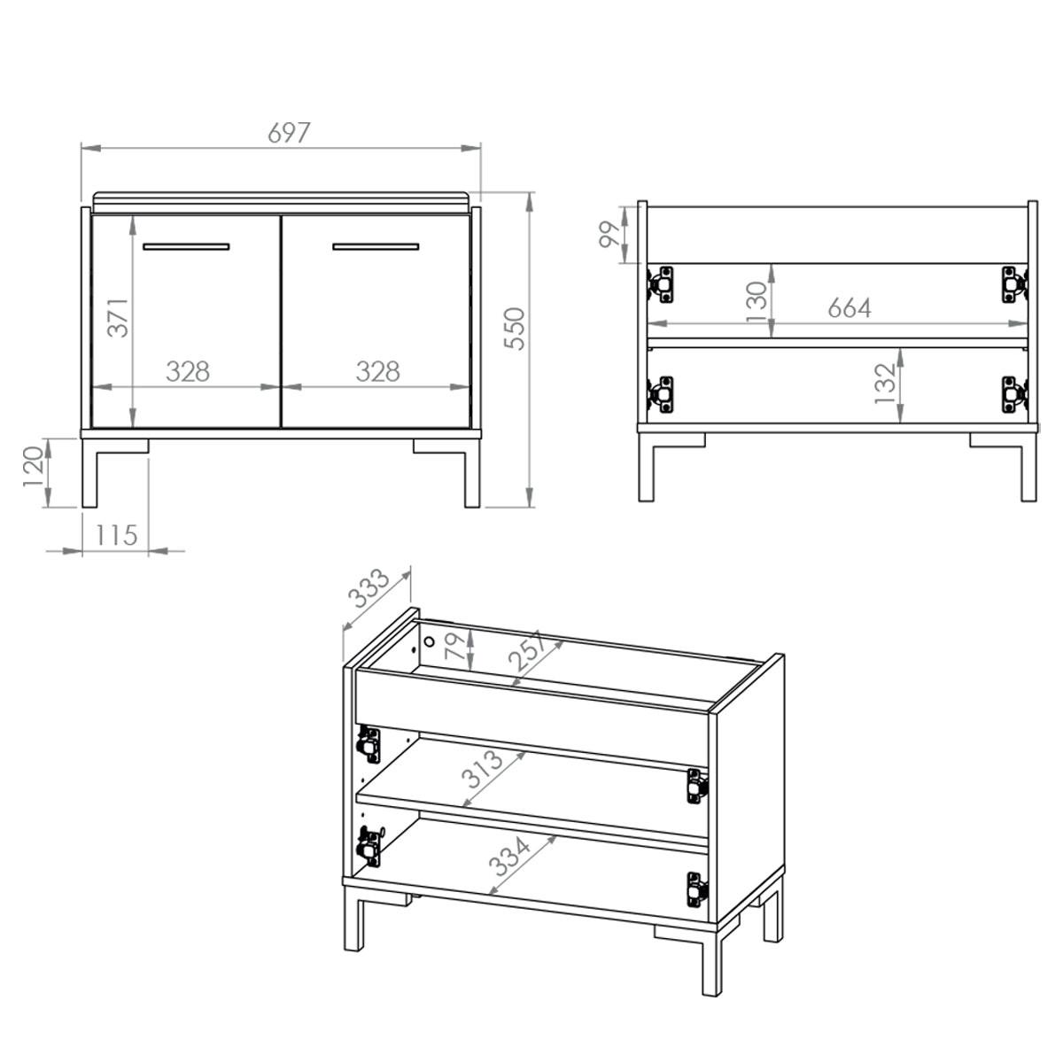 VITRINE Liora Holz - Braun, Holzwerkstoff (70/54/34cm) - Petits-meubles