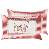 DEKOKISSEN 2er-Set Rot 30/50 cm Alsine - Rot/Weiß, Textil (30/50cm) - Beliani