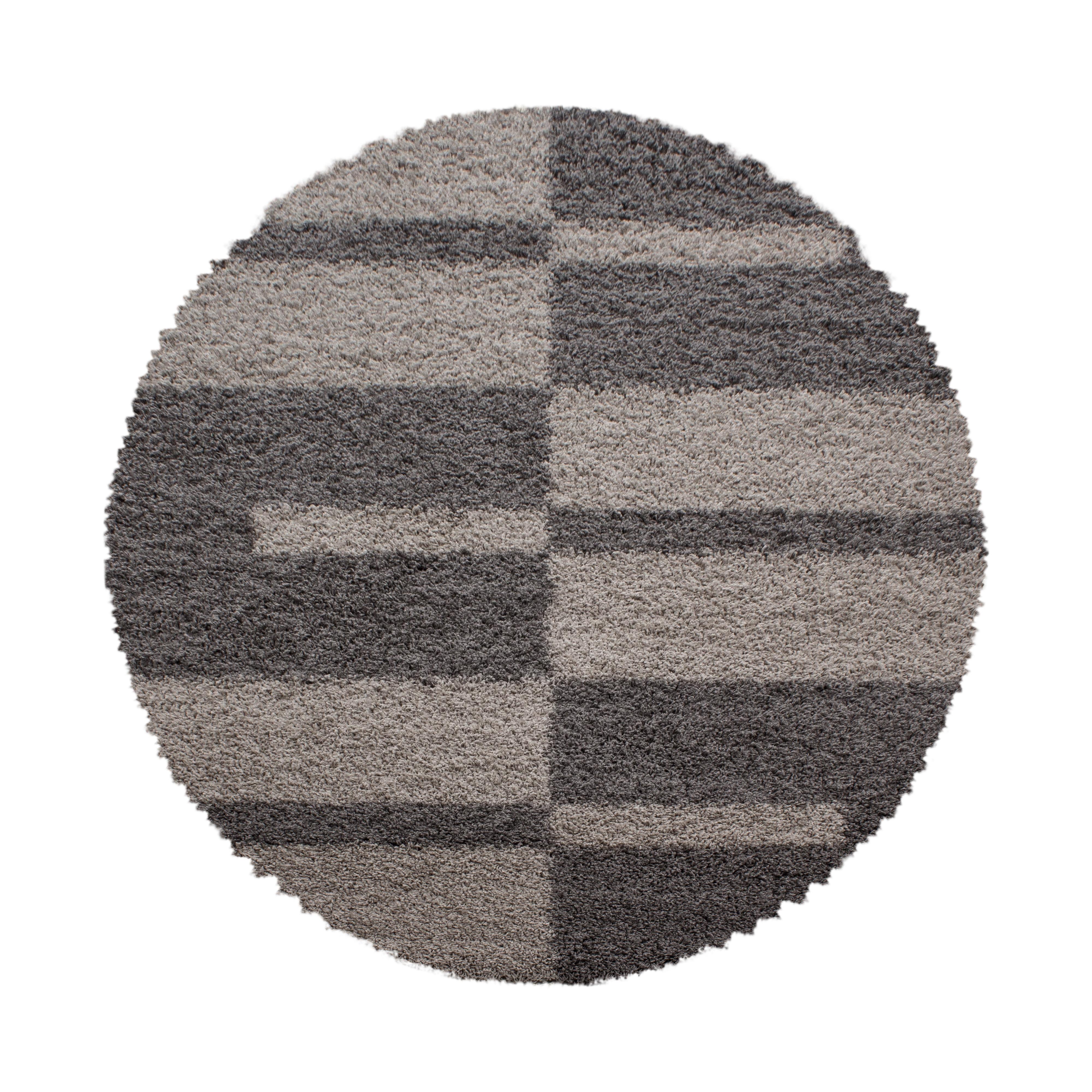 TEPPICH Hochflor WERFEN in Taupe, kariert, Ø 80 cm - Braun, Textil (80/80cm) - KADIMA DESIGN