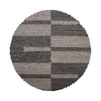 HOCHFLORTEPPICH WERFEN, kariert, Taupe, Ø 160 cm - Braun, Textil (160/160cm) - KADIMA DESIGN