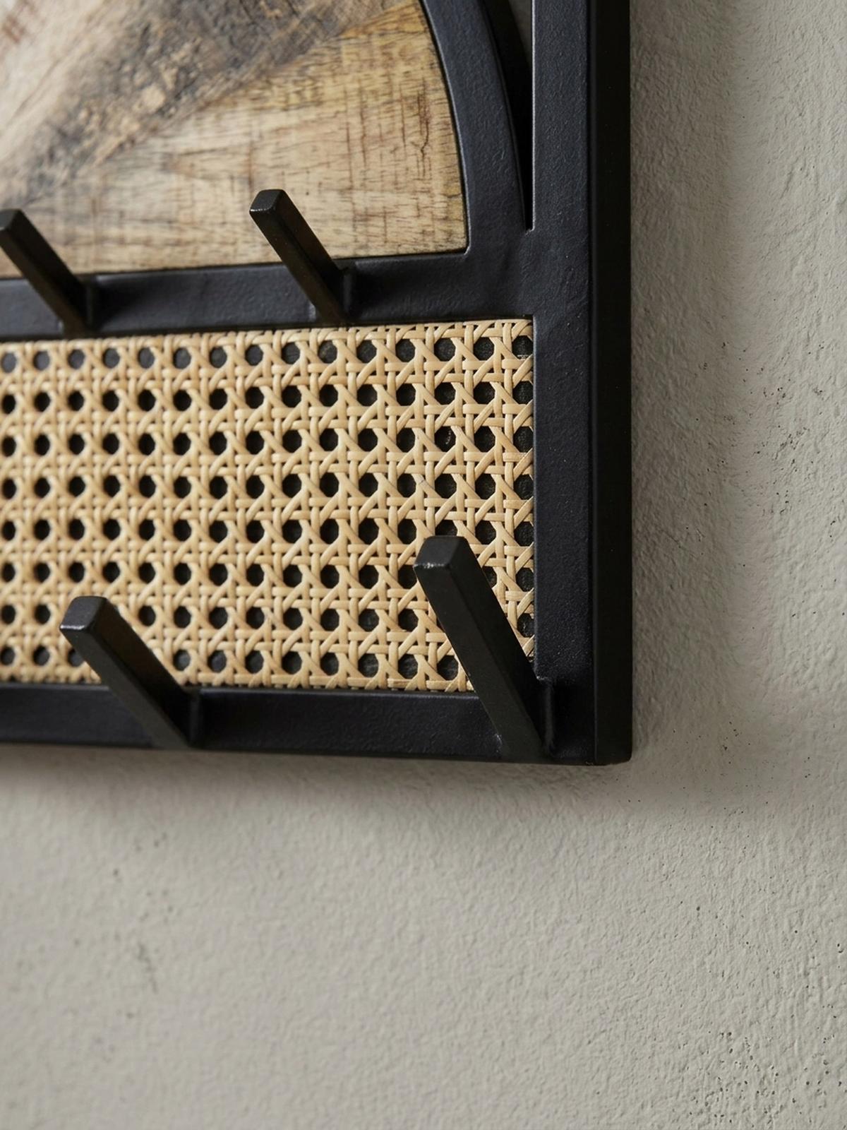 WANDGARDEROBE Mango Massivholz Rattan Metall Modern - Braun, Holz/Metall (53/40/8cm) - KADIMA DESIGN