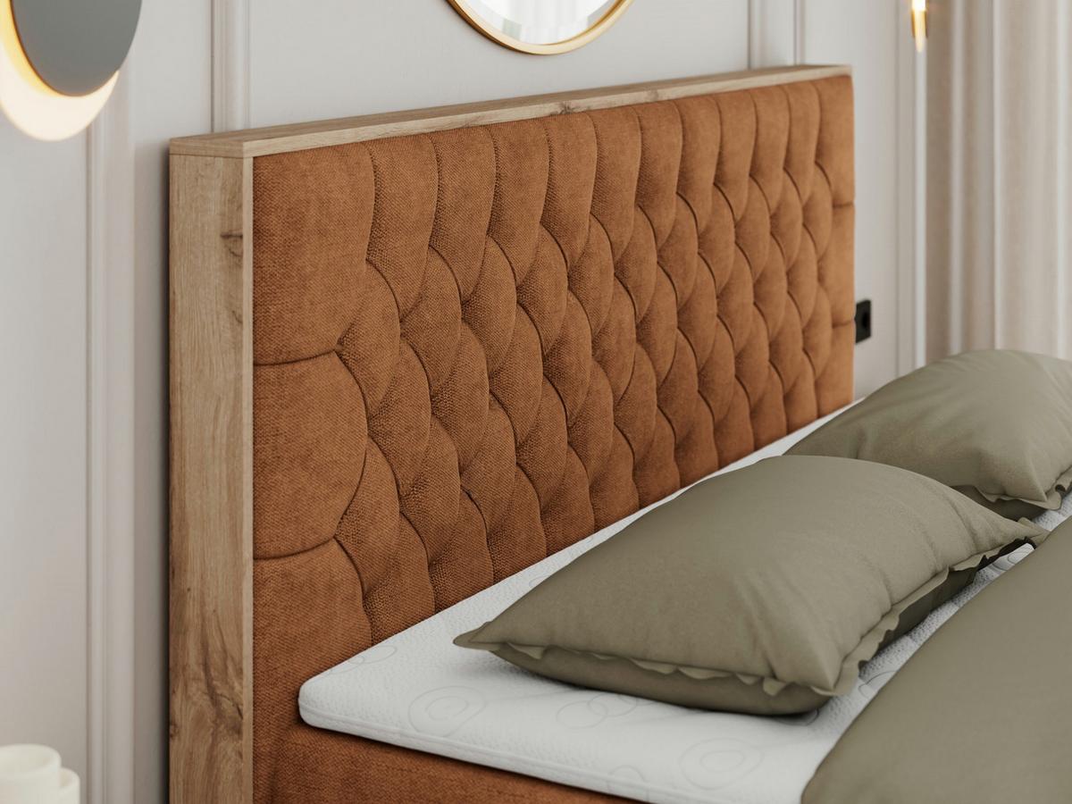 BOXBETT AMORE 140/200 Orange Struktur - H4 - Orange, Holz/Textil (140/200cm) - MKS