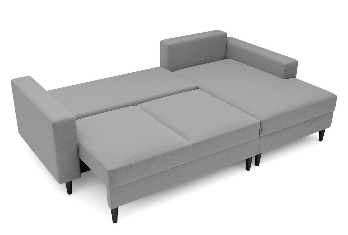 ECKSOFA Nalika Grau Velours - Schwarz/Grau, Holz/Textil (230/143cm) - Selsey