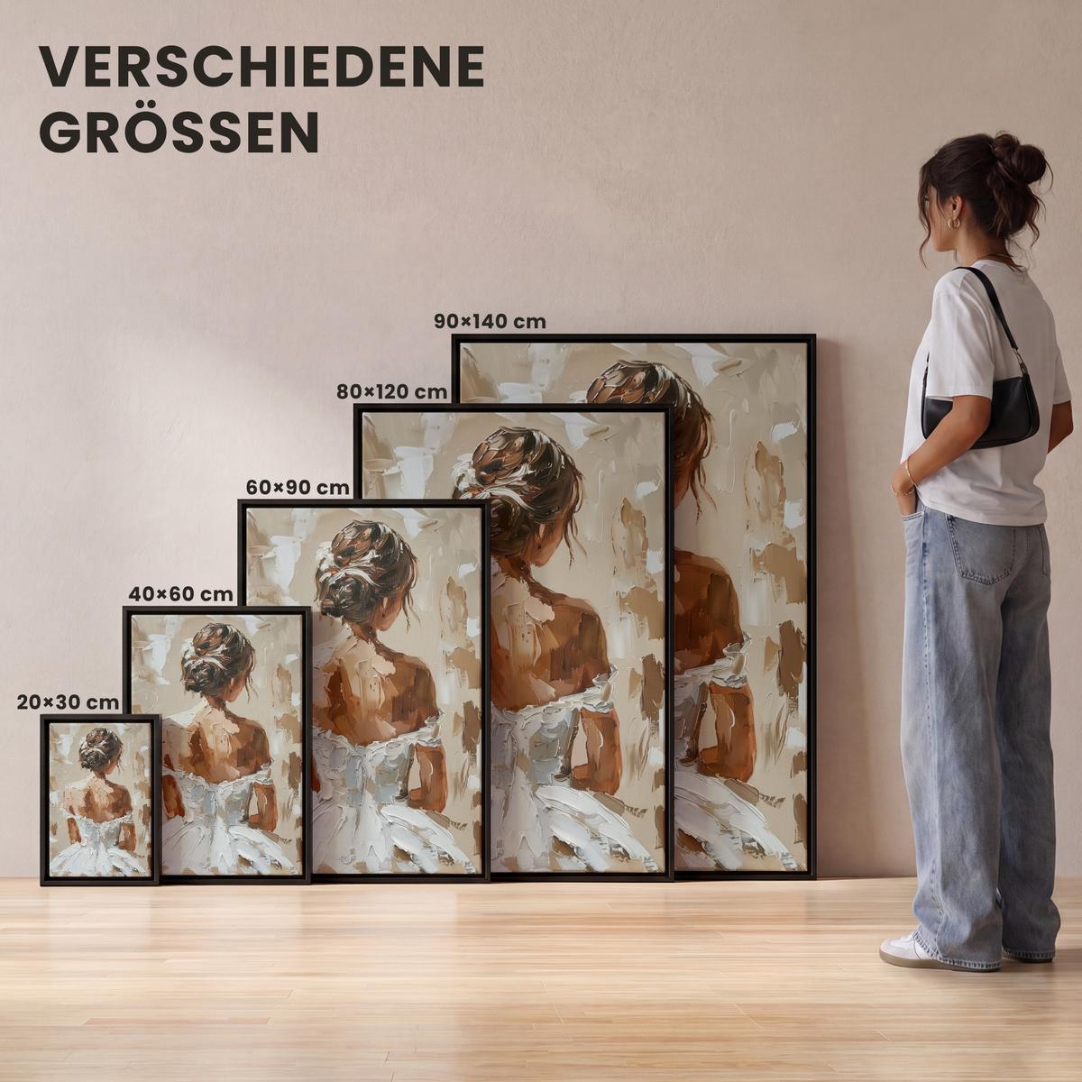LEINWAND Bilder mit Rahmen - Frau - Farbe - Abstrakt - Beige - Modern - 40x60 - Sandfarben, Textil (40/60cm) - MuchoWow