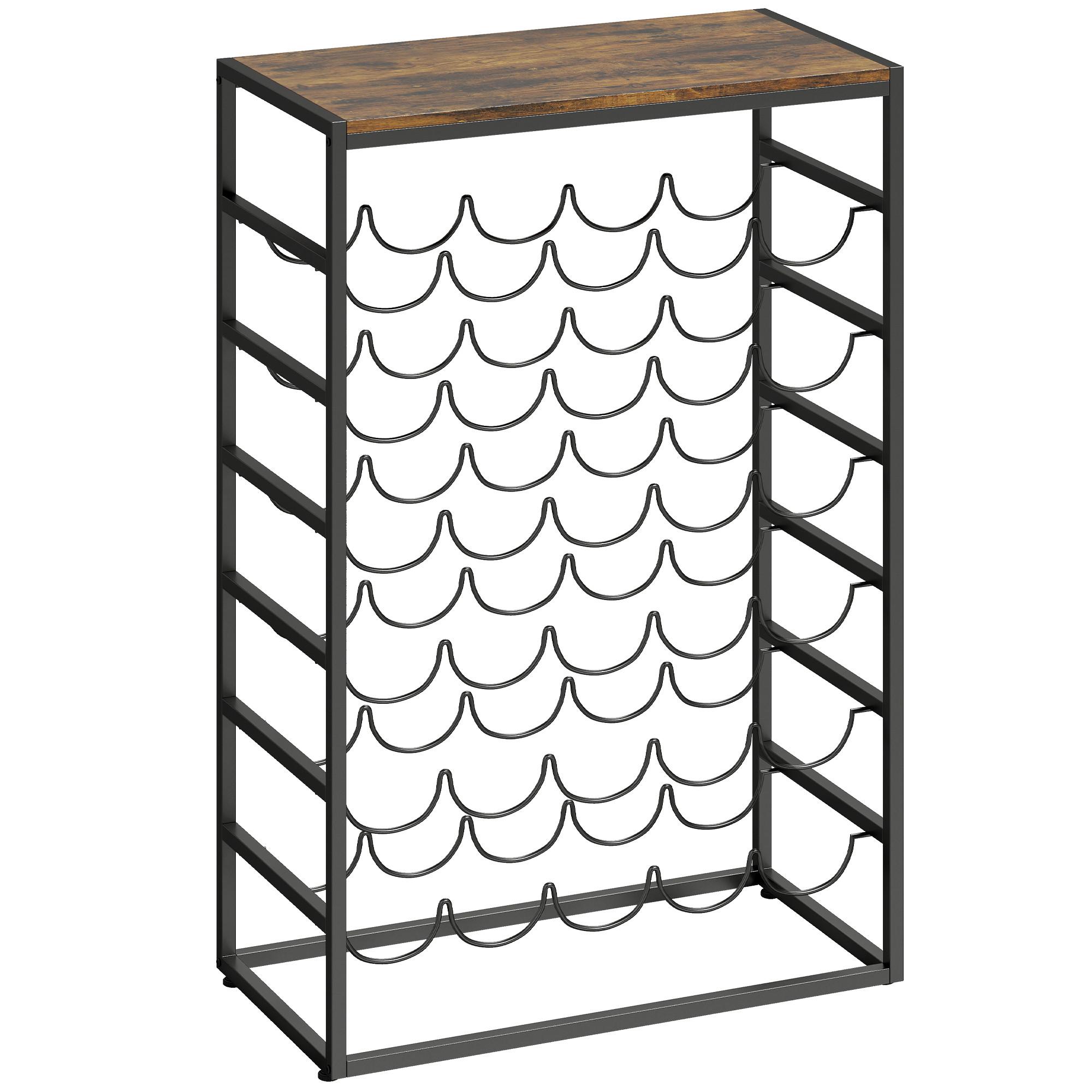 WEINREGAL Spanplatte Metall Rustikal-Braun - Braun, Metall (30/88.5/59cm) - HOMCOM