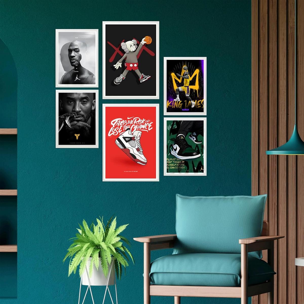 POSTER Set Mit 6 Ikonischer Basketball König James Jordan Nike Mit Designillustrationen Zur Der Zuhauses Räume Laden & Geschäft A3 & A4 Rahmenlos - Klar, Papier (29/3cm) - Nacnic