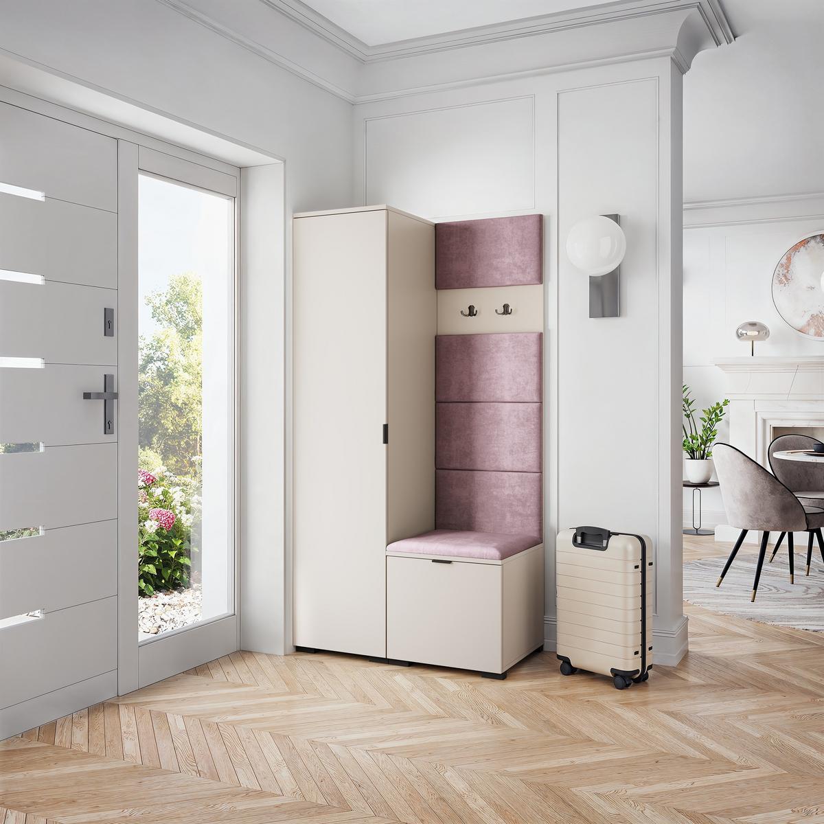 GARDEROBENSCHRANK LORI 95/181/51 cm Modern Garderobe-Set Kaschmir - Kaschmir/Lila, Holzwerkstoff (95/181/51cm) - MASSENO